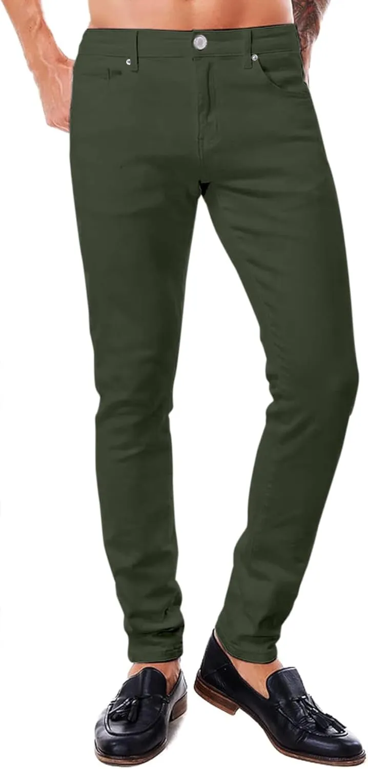 ABSECAI Mens Jeans Pants Skinny Slim Fit Comfy Fashion Denim Stretch Fit