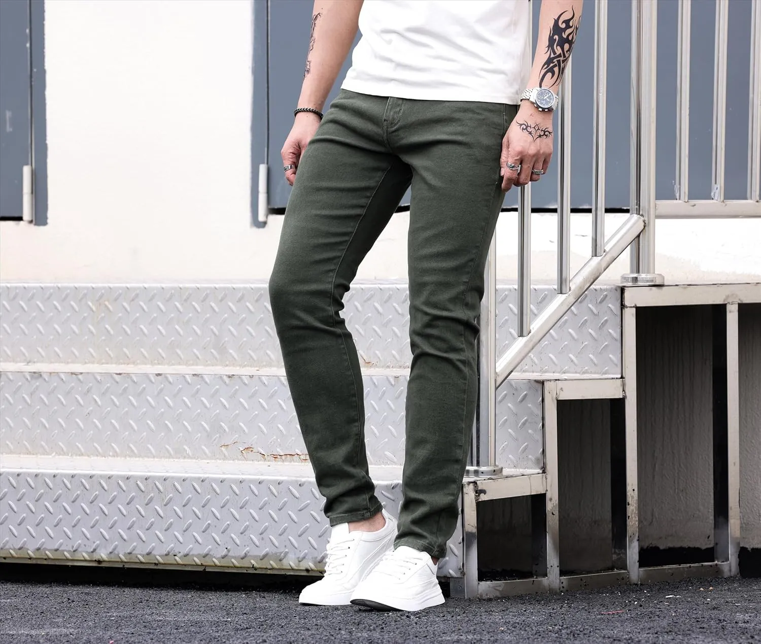 ABSECAI Mens Jeans Pants Skinny Slim Fit Comfy Fashion Denim Stretch Fit