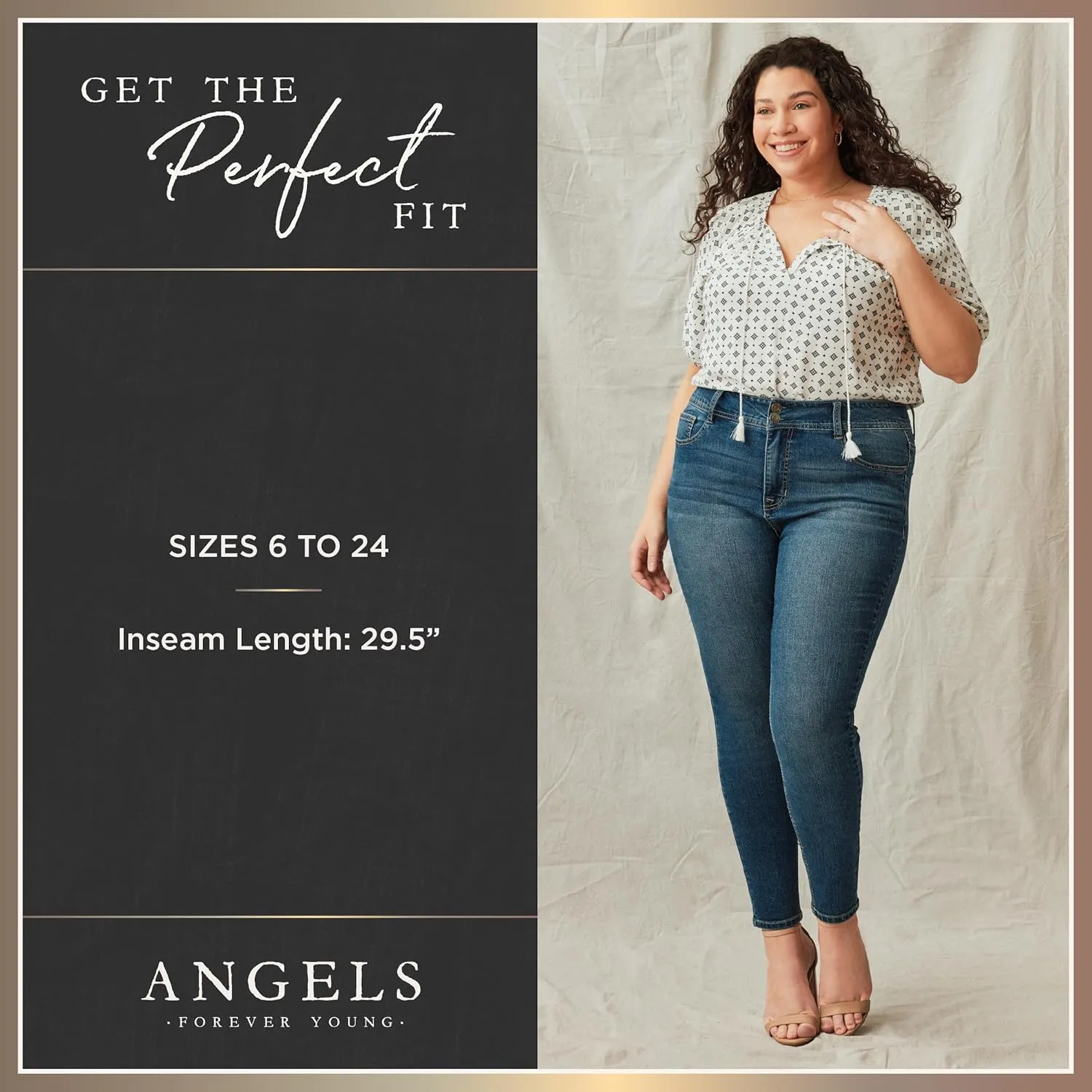 Angels Forever Young Women's Curvy Straight Mid-Rise Jeans