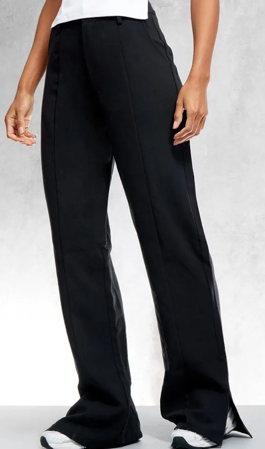 Black Wide Leg Split Hem Trousers