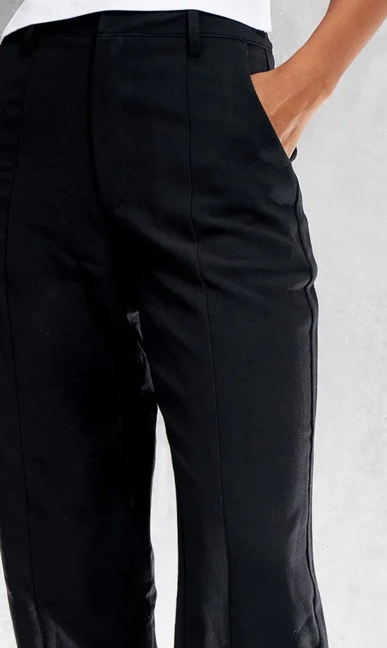 Black Wide Leg Split Hem Trousers