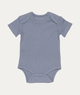 Bodysuit Short Sleeves Rib - Blue