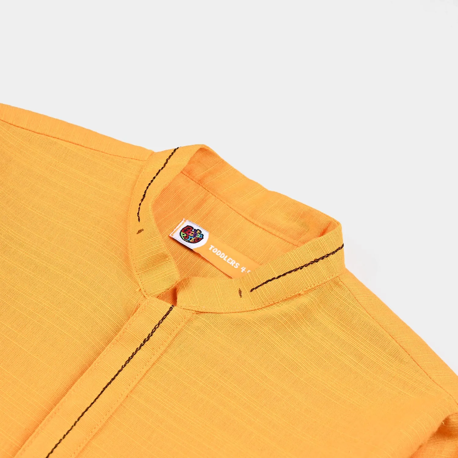 Boys Cotton Slub Basic Kurta (Styling Kurta)-Yellow