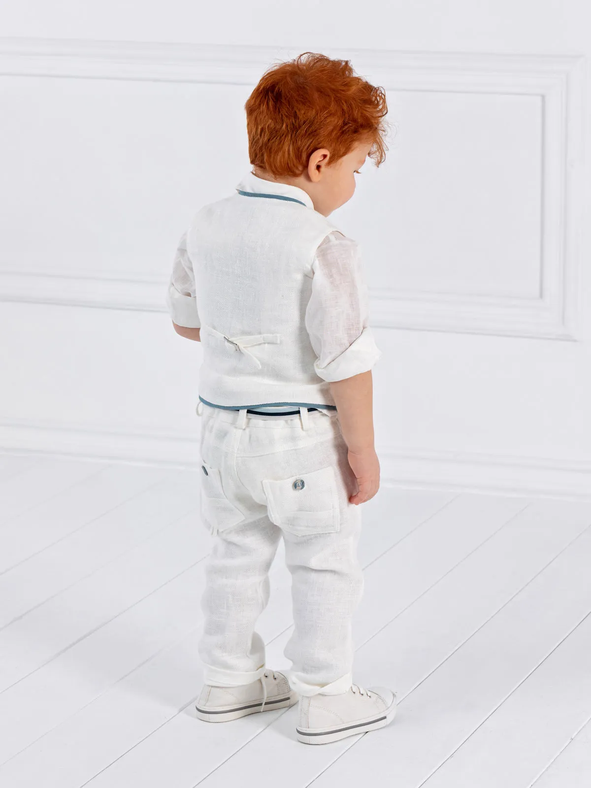 Boy's Linen Baptism outfit set 7pcs - BORK