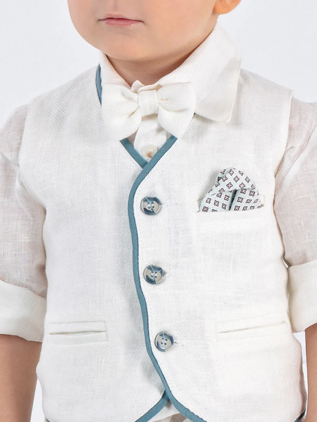 Boy's Linen Baptism outfit set 7pcs - BORK