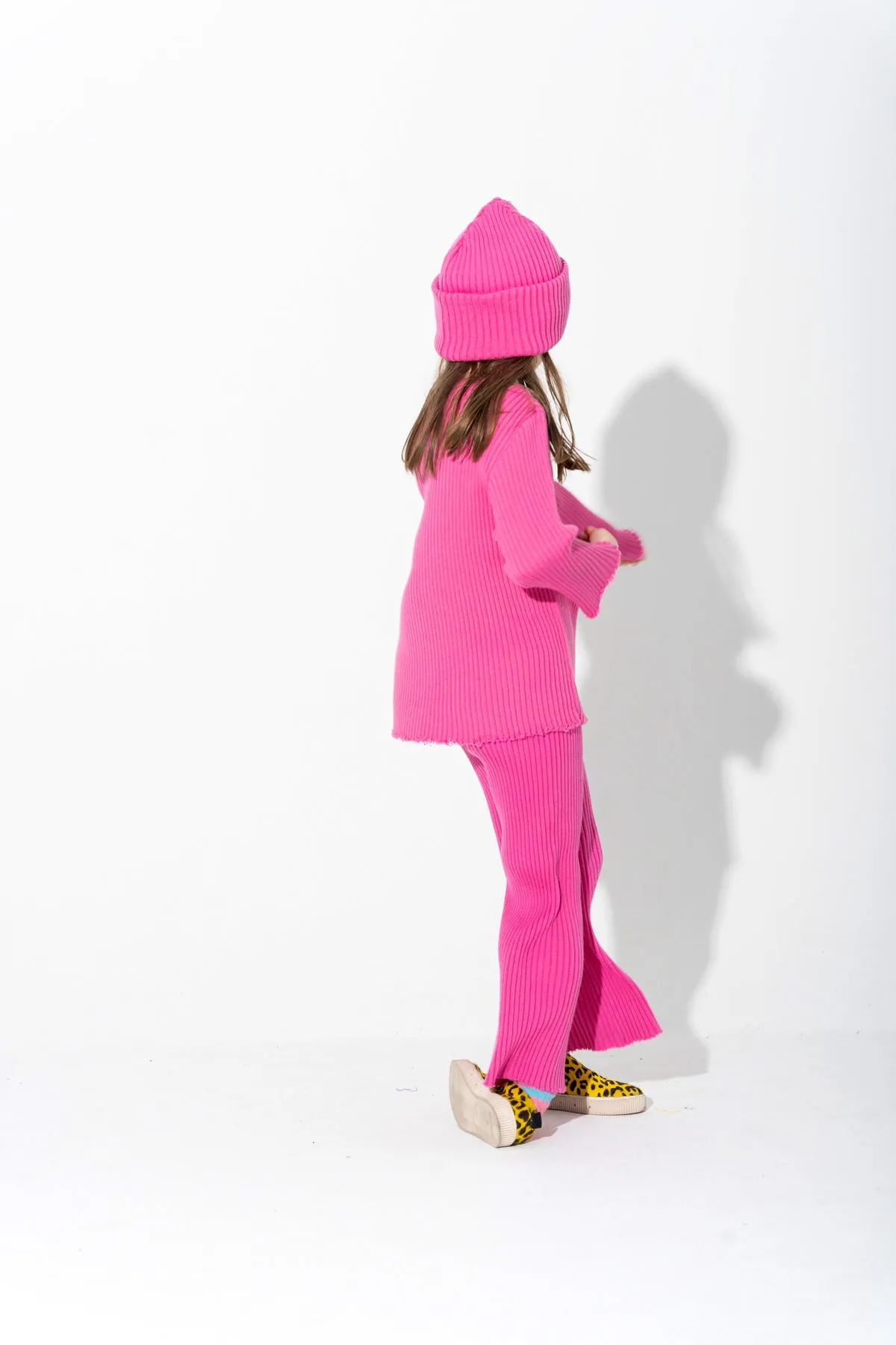 BRIGHT PINK MERINO KNIT TROUSERS