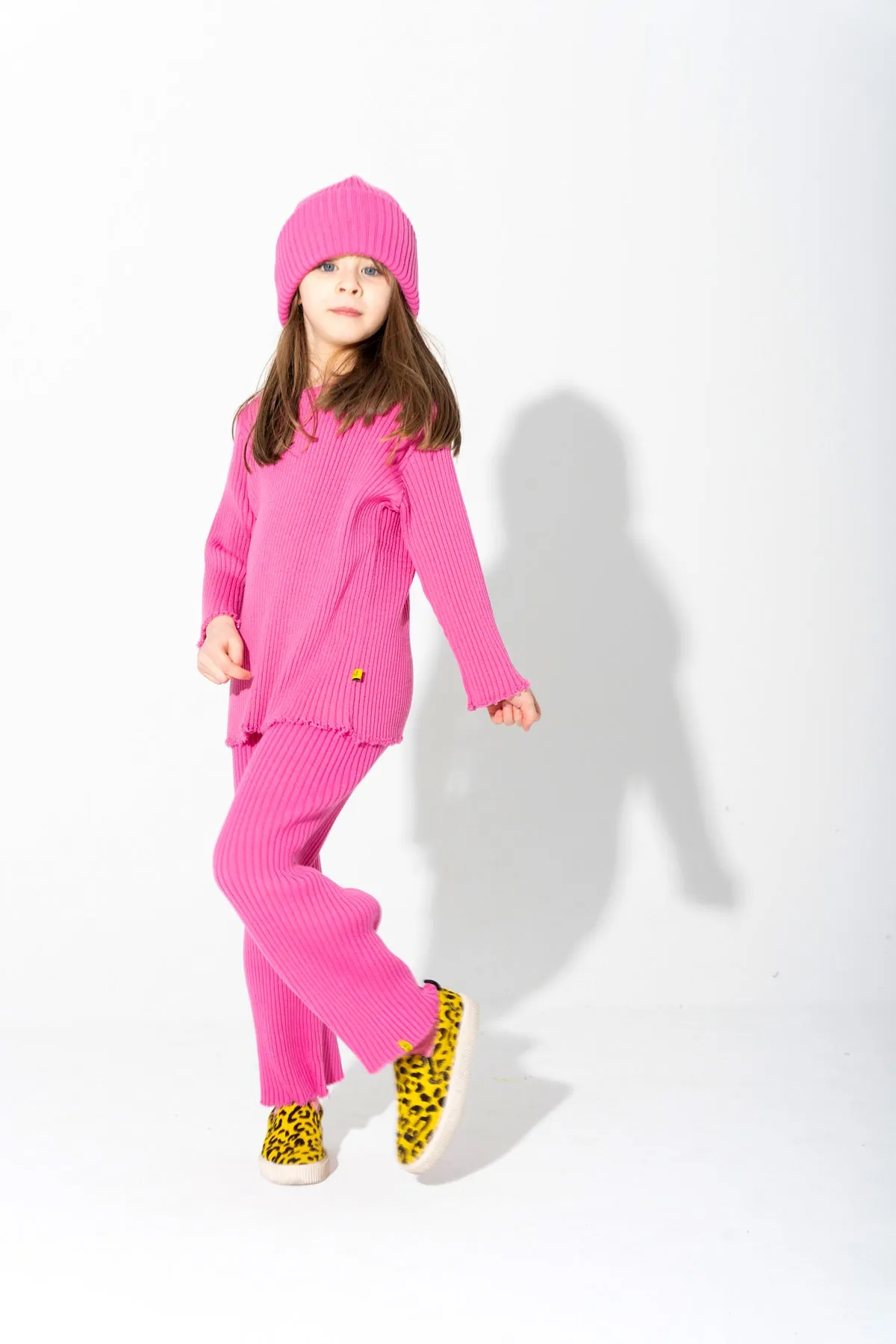 BRIGHT PINK MERINO KNIT TROUSERS