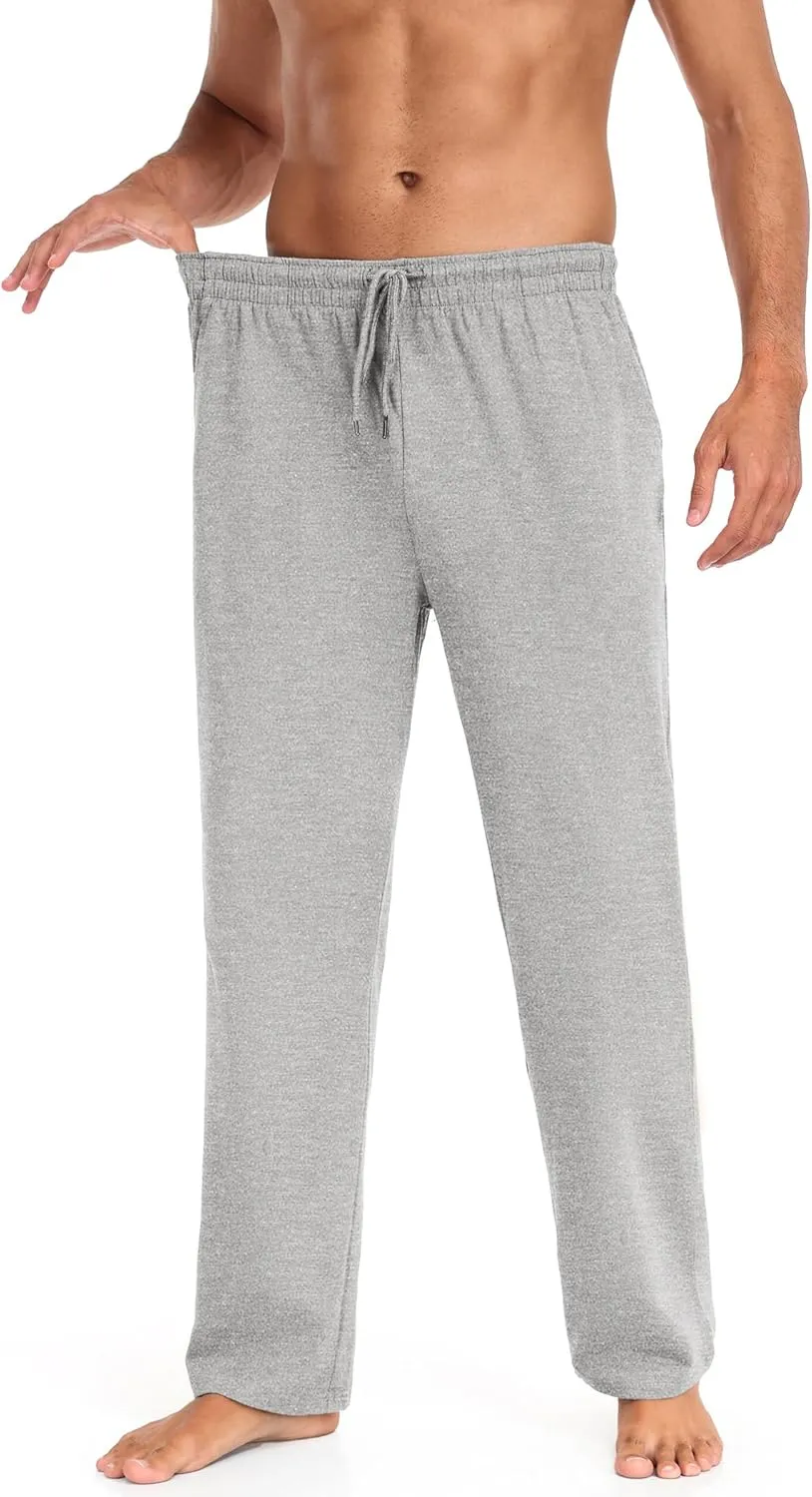 COOFANDY Men Cotton Yoga Pants Casual Sweatpants Jogger Open Bottom Lounge Pants with Pockets