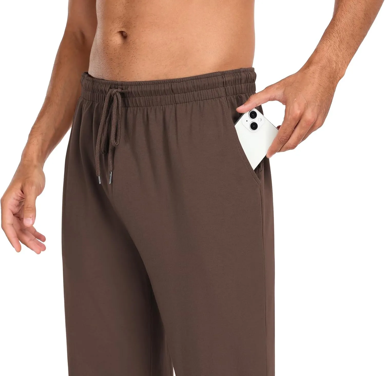 COOFANDY Men Cotton Yoga Pants Casual Sweatpants Jogger Open Bottom Lounge Pants with Pockets