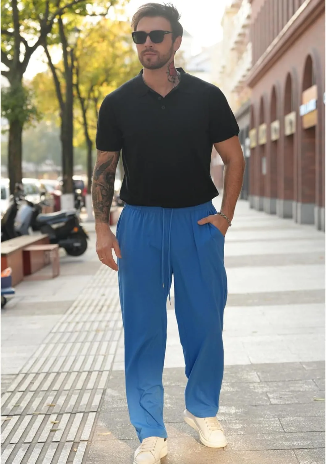 COOFANDY Men Cotton Yoga Pants Casual Sweatpants Jogger Open Bottom Lounge Pants with Pockets