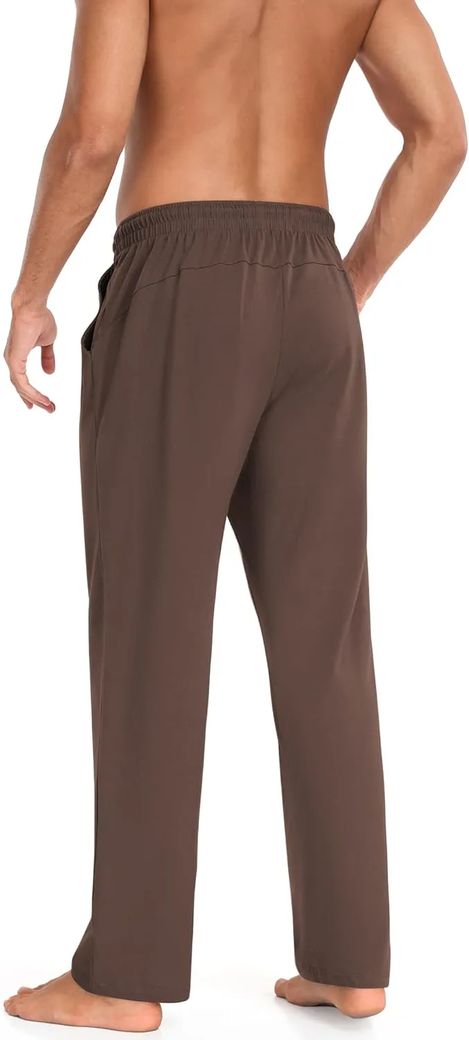 COOFANDY Men Cotton Yoga Pants Casual Sweatpants Jogger Open Bottom Lounge Pants with Pockets
