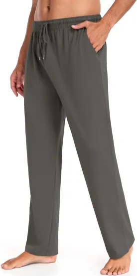 COOFANDY Men Cotton Yoga Pants Casual Sweatpants Jogger Open Bottom Lounge Pants with Pockets