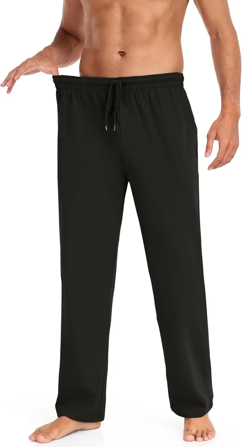 COOFANDY Men Cotton Yoga Pants Casual Sweatpants Jogger Open Bottom Lounge Pants with Pockets
