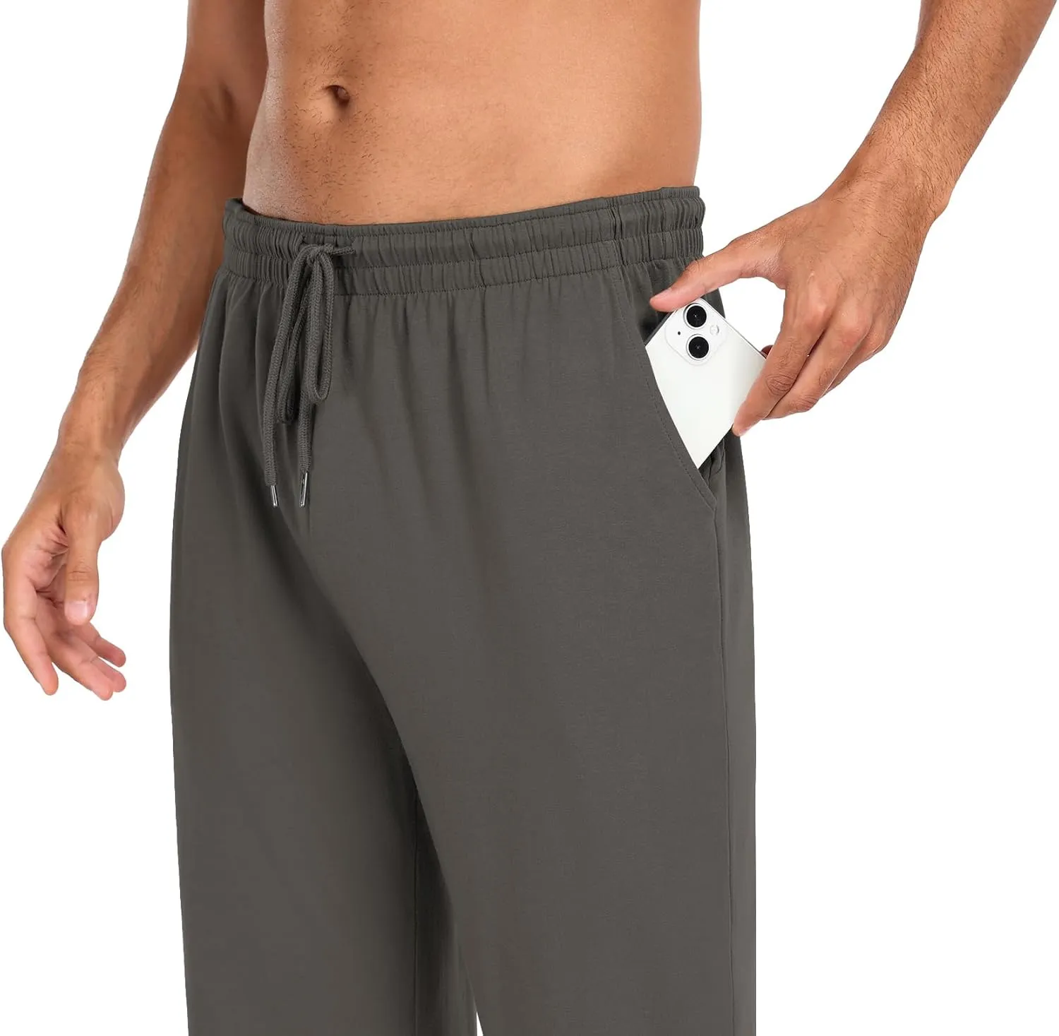 COOFANDY Men Cotton Yoga Pants Casual Sweatpants Jogger Open Bottom Lounge Pants with Pockets