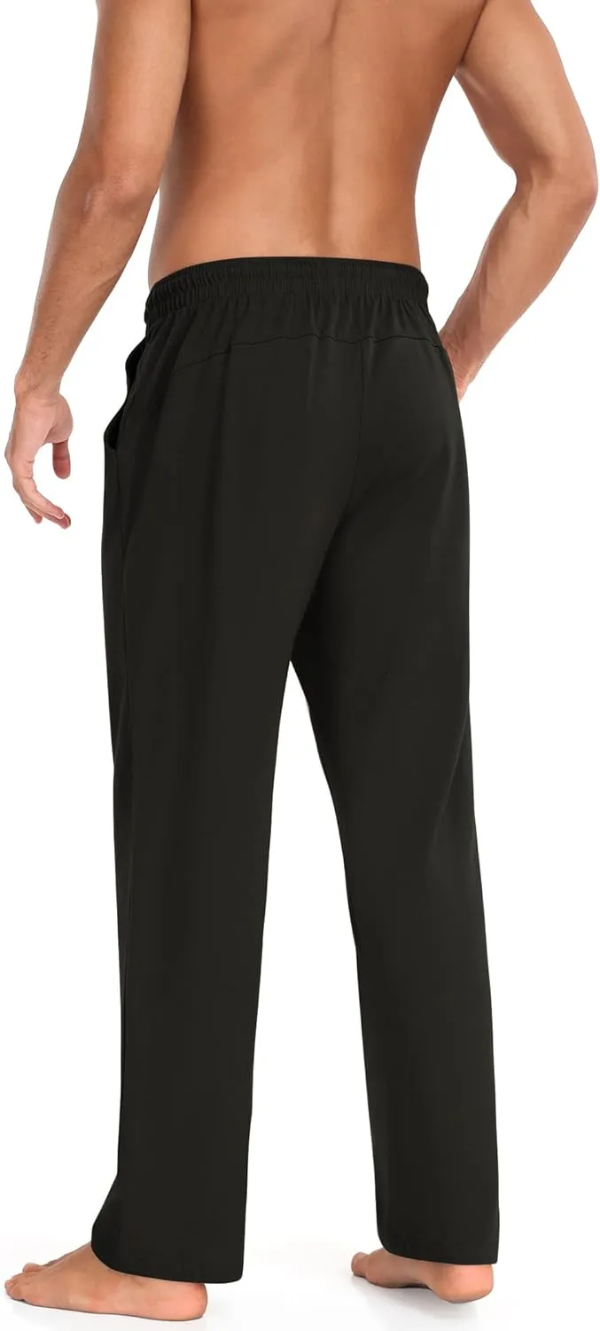 COOFANDY Men Cotton Yoga Pants Casual Sweatpants Jogger Open Bottom Lounge Pants with Pockets