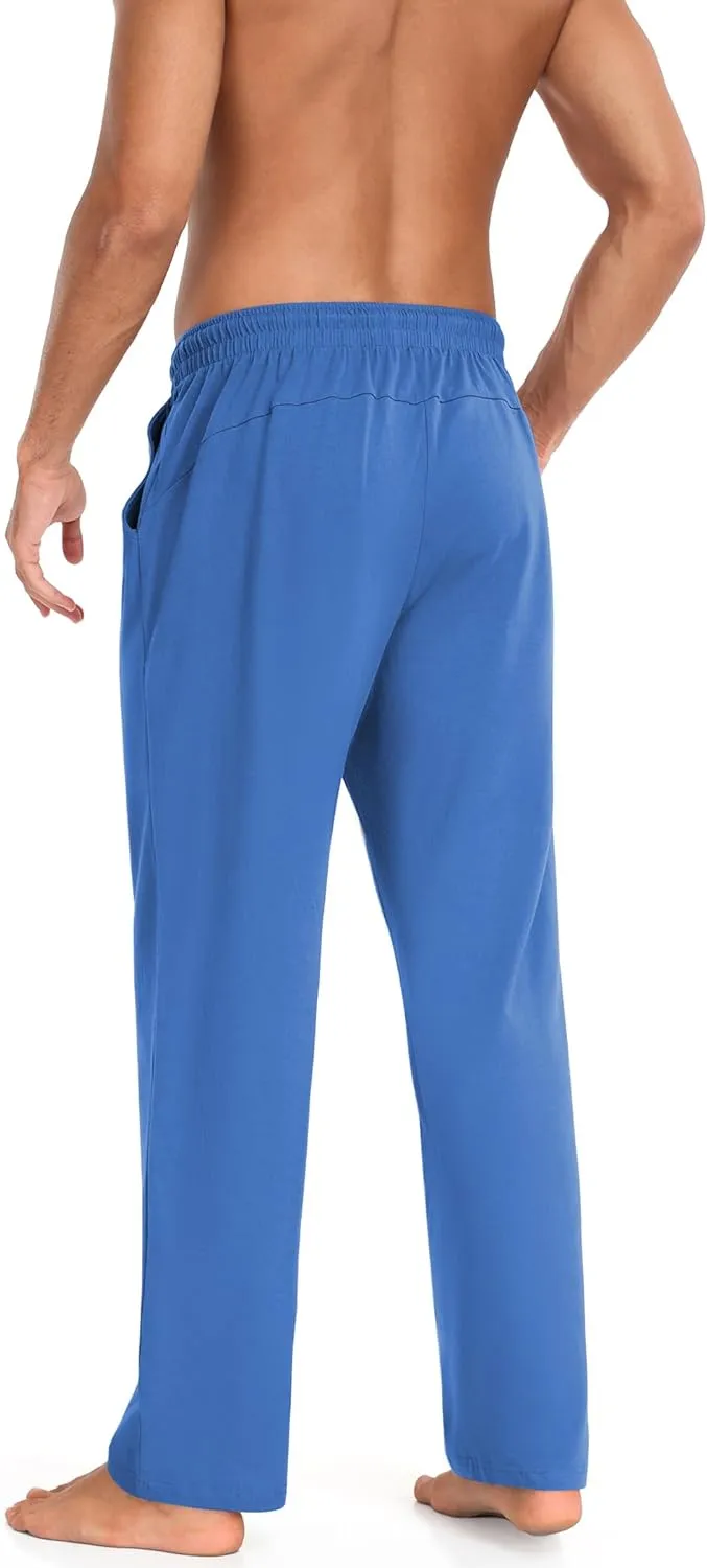 COOFANDY Men Cotton Yoga Pants Casual Sweatpants Jogger Open Bottom Lounge Pants with Pockets