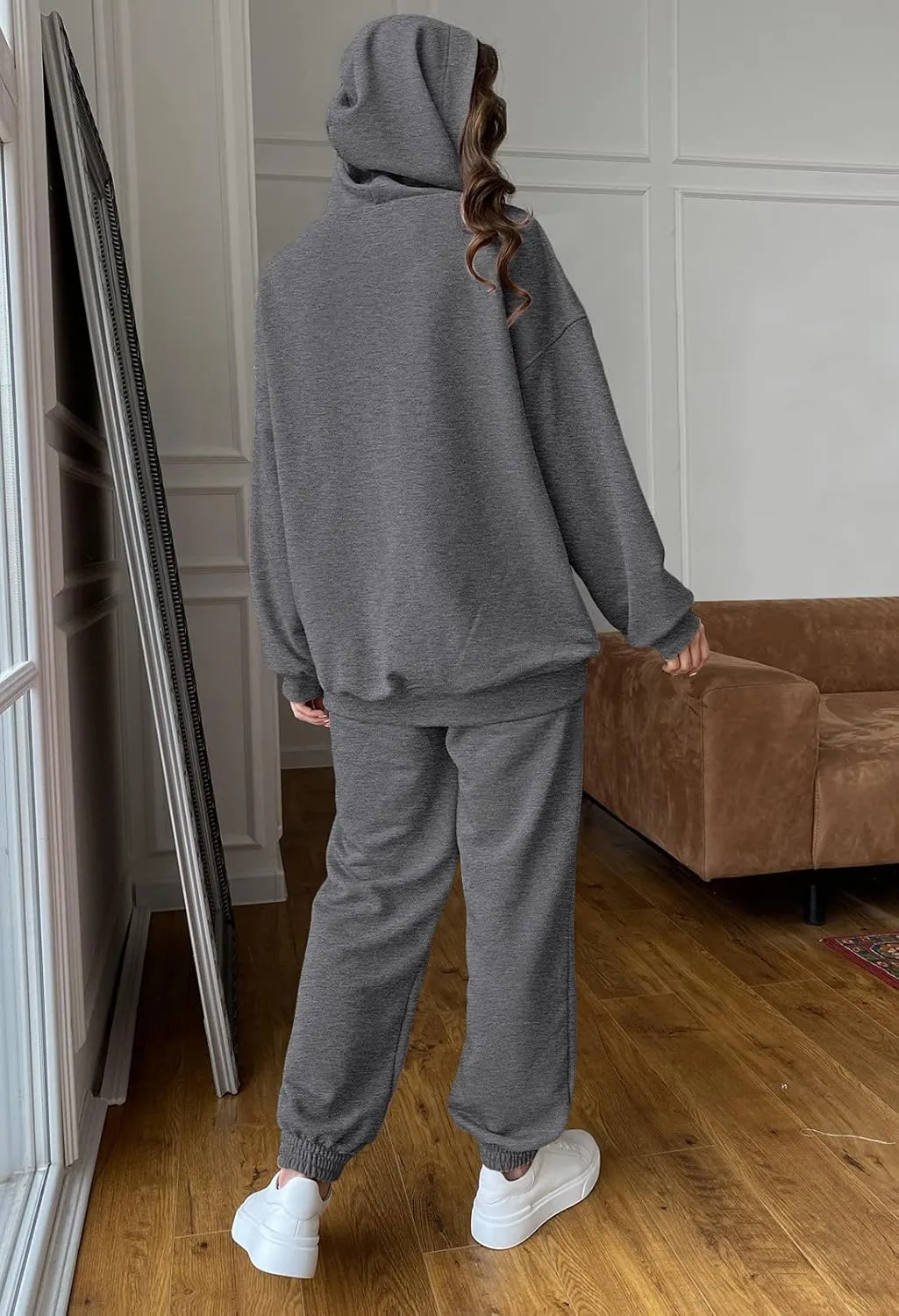 Fixmatti Women Hoodies Tracksuit Long Sleeve Sweatshirts Jogger Pant 2 Piece Outfits