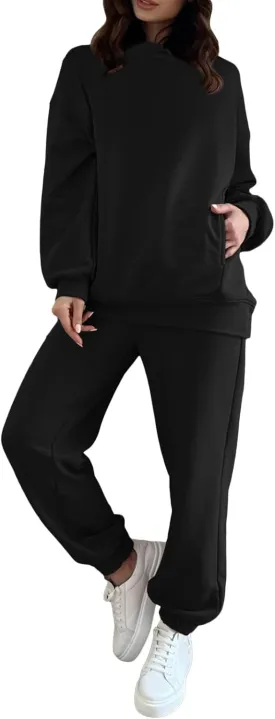 Fixmatti Women Hoodies Tracksuit Long Sleeve Sweatshirts Jogger Pant 2 Piece Outfits