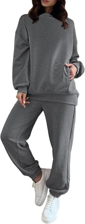Fixmatti Women Hoodies Tracksuit Long Sleeve Sweatshirts Jogger Pant 2 Piece Outfits