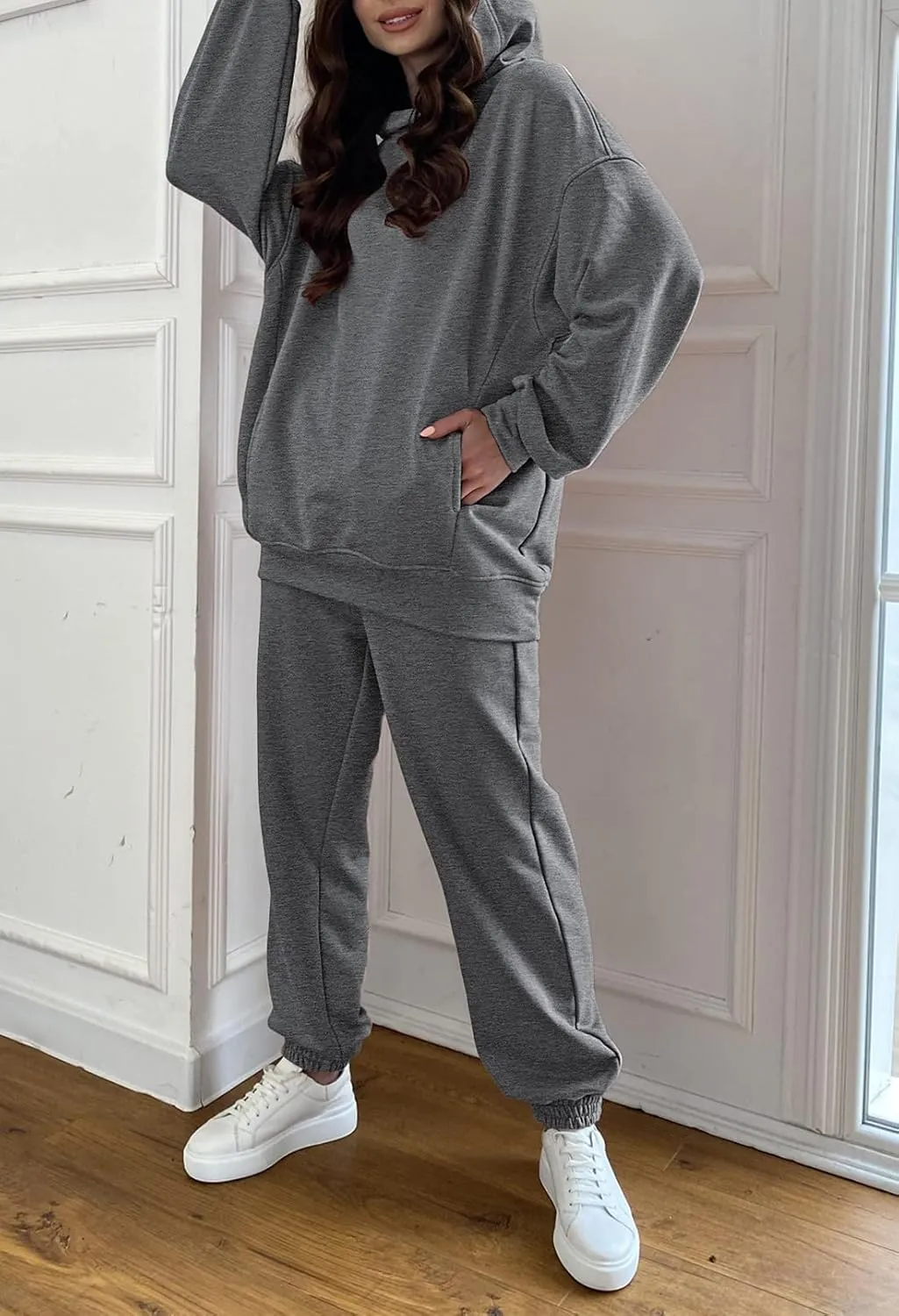 Fixmatti Women Hoodies Tracksuit Long Sleeve Sweatshirts Jogger Pant 2 Piece Outfits