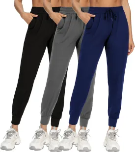 FULLSOFT 3 Pack Sweatpants for Women-Womens Joggers with Pockets Athletic Leggings for Workout Yoga Running