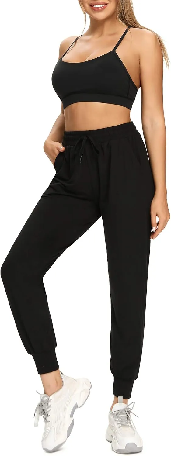 FULLSOFT 3 Pack Sweatpants for Women-Womens Joggers with Pockets Athletic Leggings for Workout Yoga Running