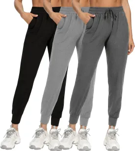 FULLSOFT 3 Pack Sweatpants for Women-Womens Joggers with Pockets Athletic Leggings for Workout Yoga Running