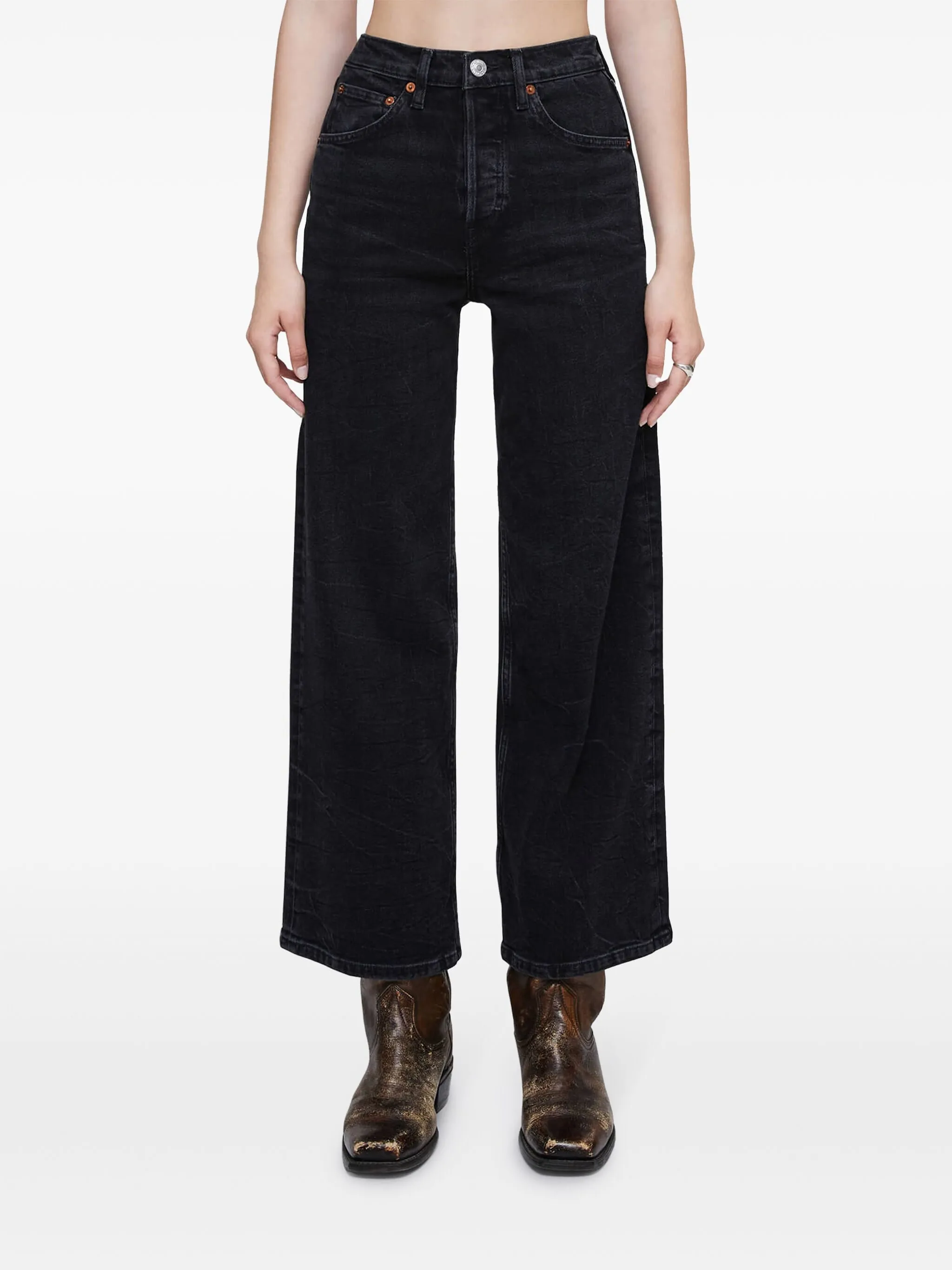 High Rise Wide Leg Crop Jeans