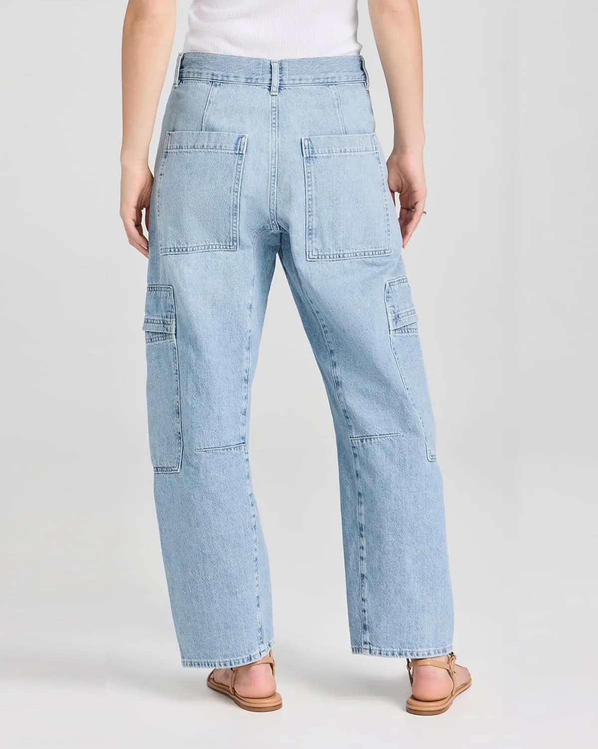 Kedera High Waisted Barrel Cargo Jeans for Women 2025 Wide Leg Denim Pants Baggy Boyfriend Jeans with 6 Pockets