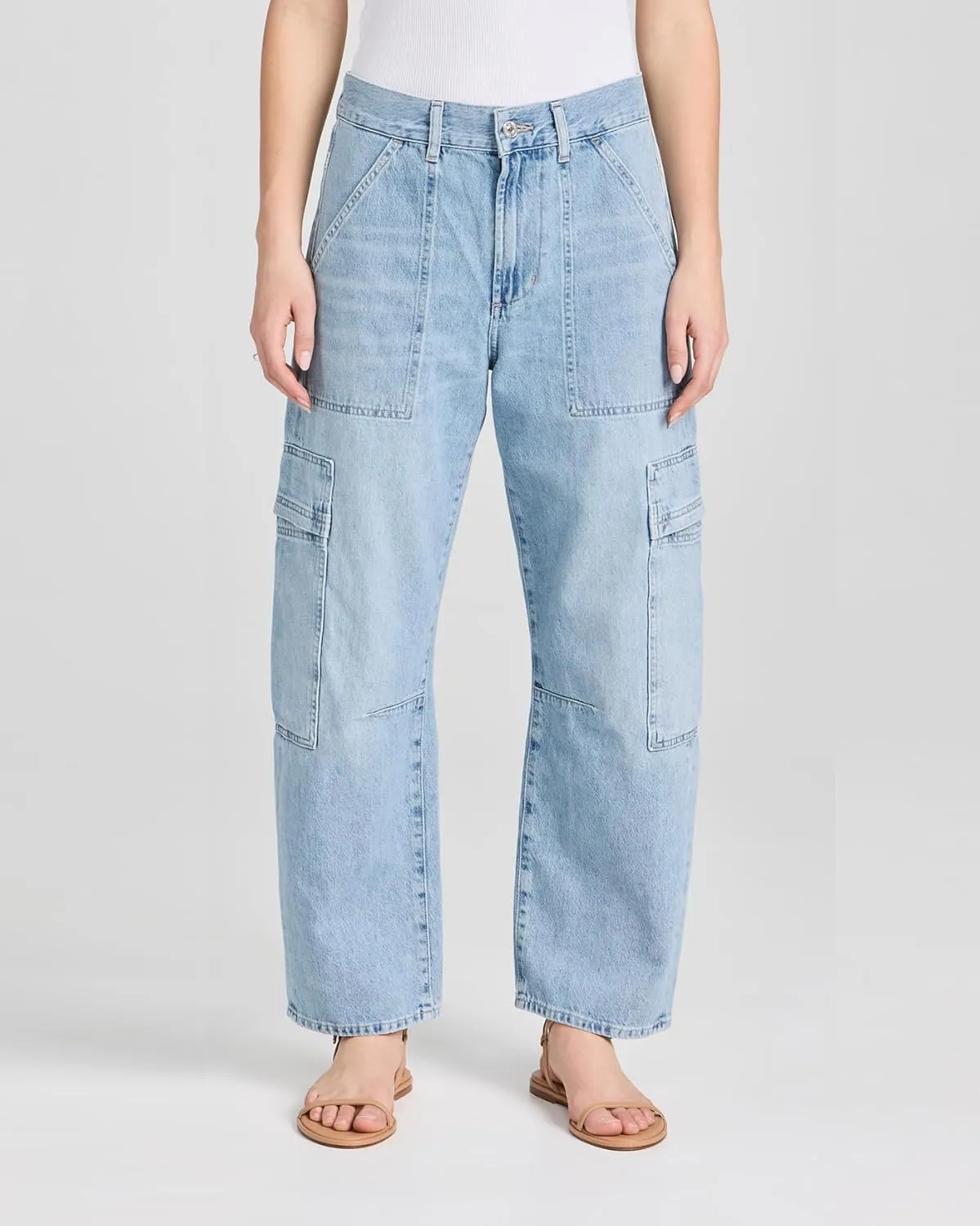 Kedera High Waisted Barrel Cargo Jeans for Women 2025 Wide Leg Denim Pants Baggy Boyfriend Jeans with 6 Pockets