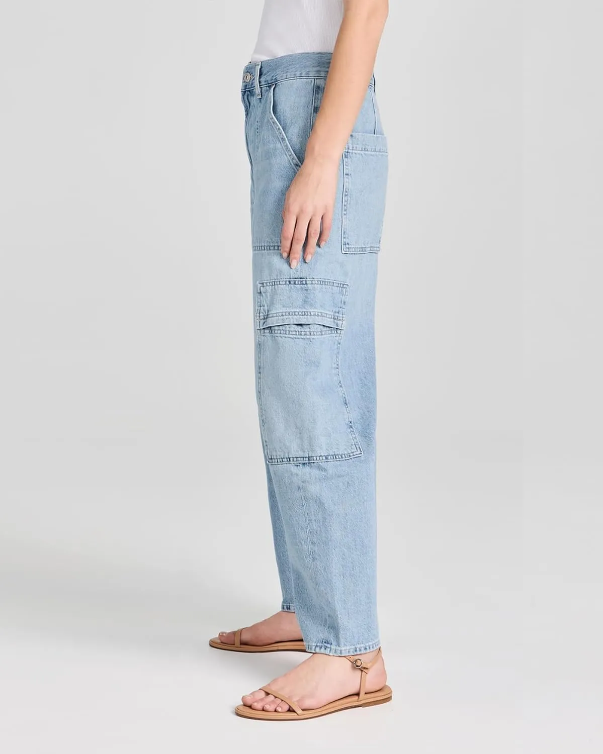 Kedera High Waisted Barrel Cargo Jeans for Women 2025 Wide Leg Denim Pants Baggy Boyfriend Jeans with 6 Pockets