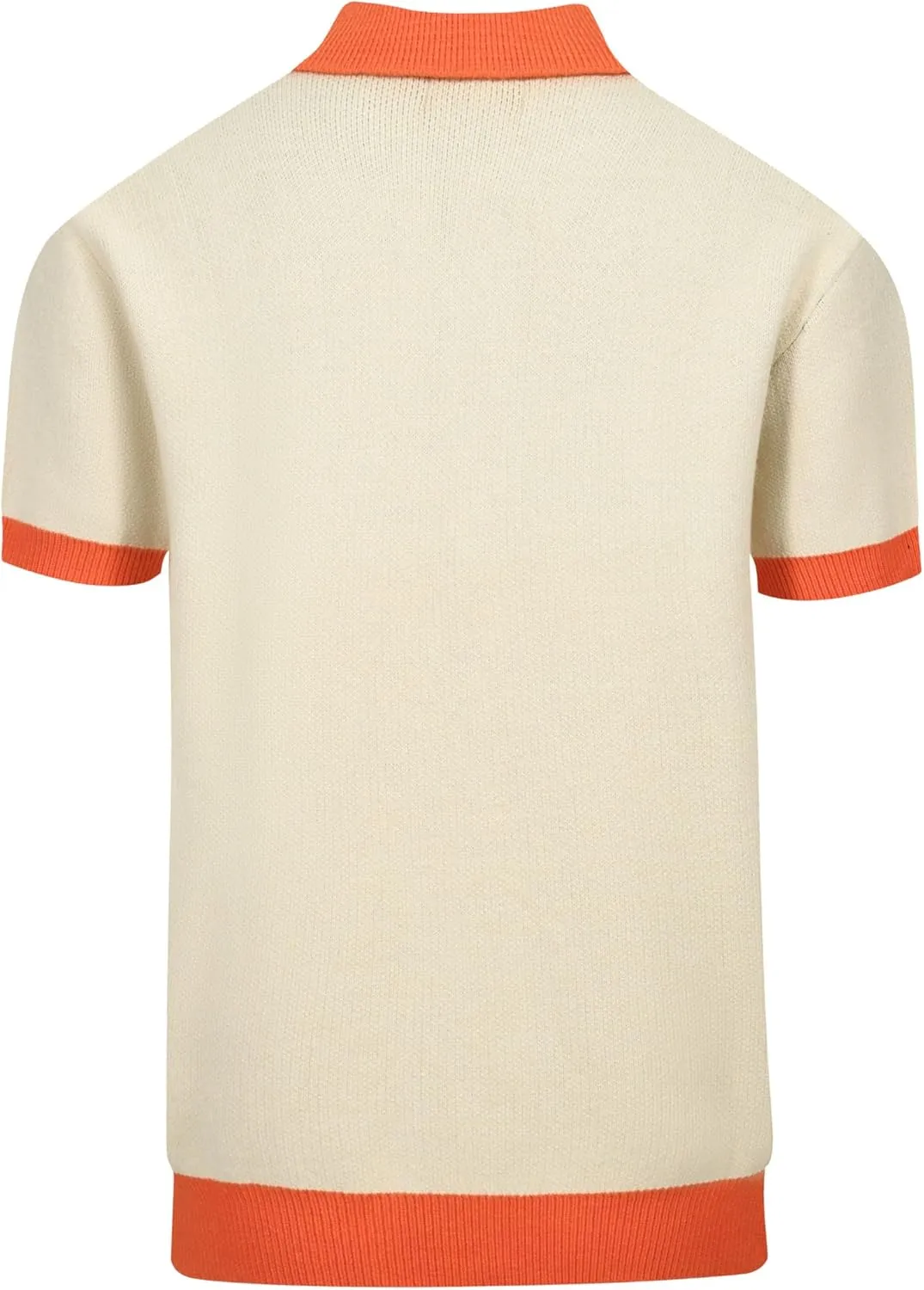 OXKNIT Mens Knitted V-Neck Polo Shirt Sun Pattern Knit Golf Polo Short Sleeve Vintage Summer Shirt