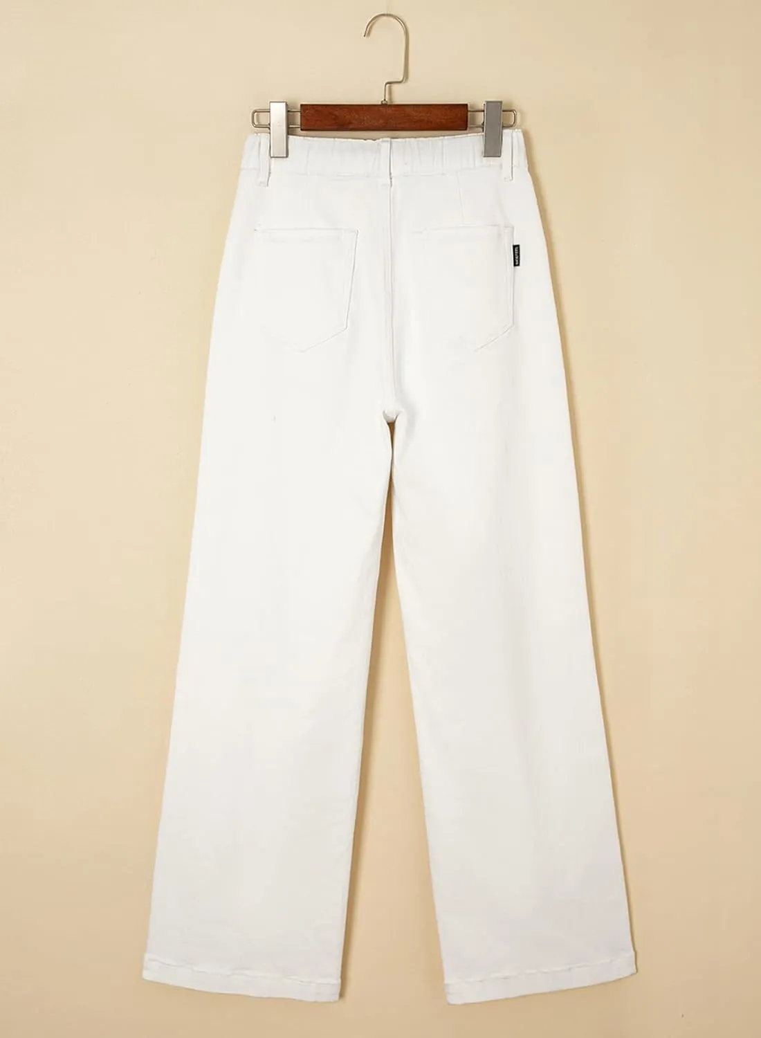 Sidefeel Women's Wide Leg Jeans High Waisted Stretchy Straight Baggy Drawstring Denim Pants