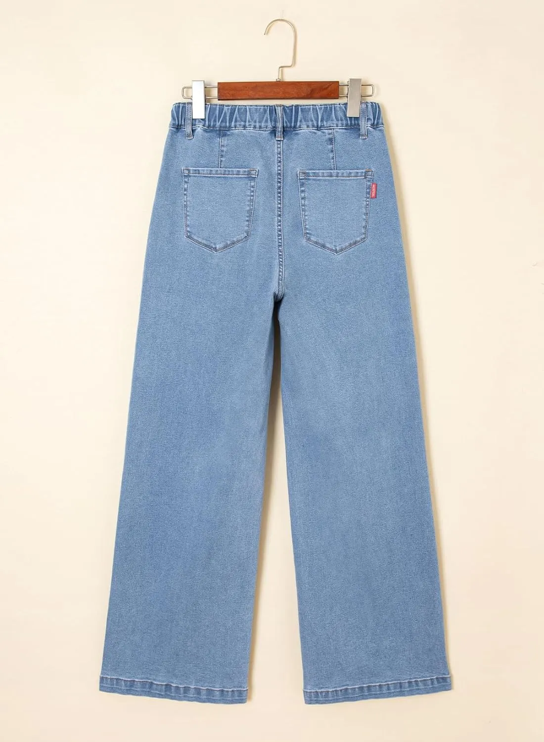 Sidefeel Women's Wide Leg Jeans High Waisted Stretchy Straight Baggy Drawstring Denim Pants