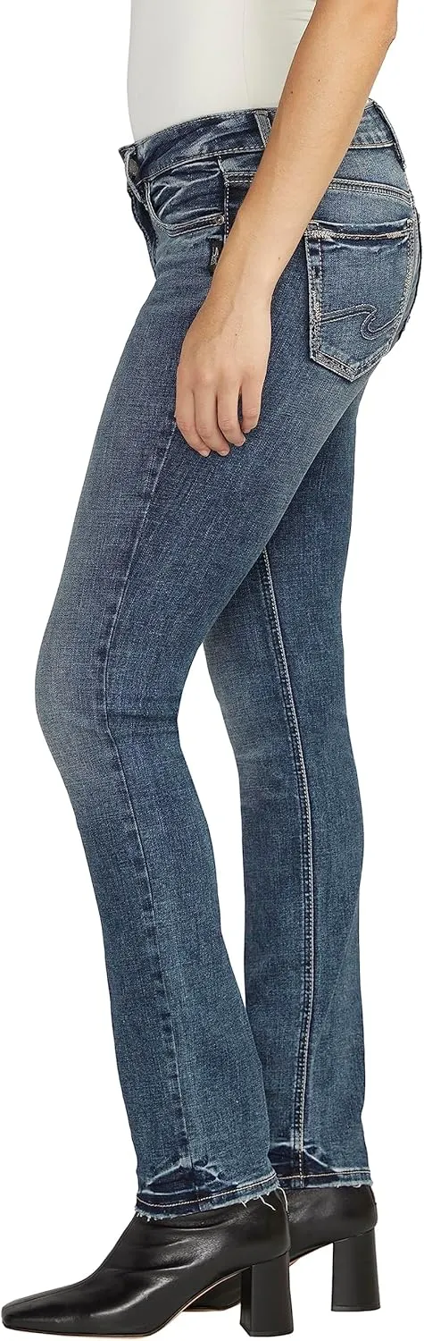 Silver Jeans Co. Women's Suki Mid Rise Curvy Fit Straight Leg