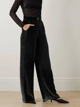 Solid Color Casual Style Wide Leg Velvet Pants GKBE001
