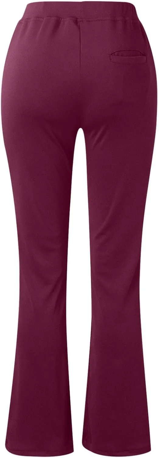 Womens Bootcut Dress Pants Business Casual Work Pants with Pockets Stretchy High Waist Trousers Pull On Office Slacks