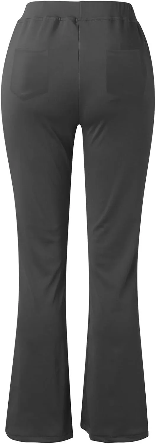 Womens Bootcut Dress Pants Business Casual Work Pants with Pockets Stretchy High Waist Trousers Pull On Office Slacks