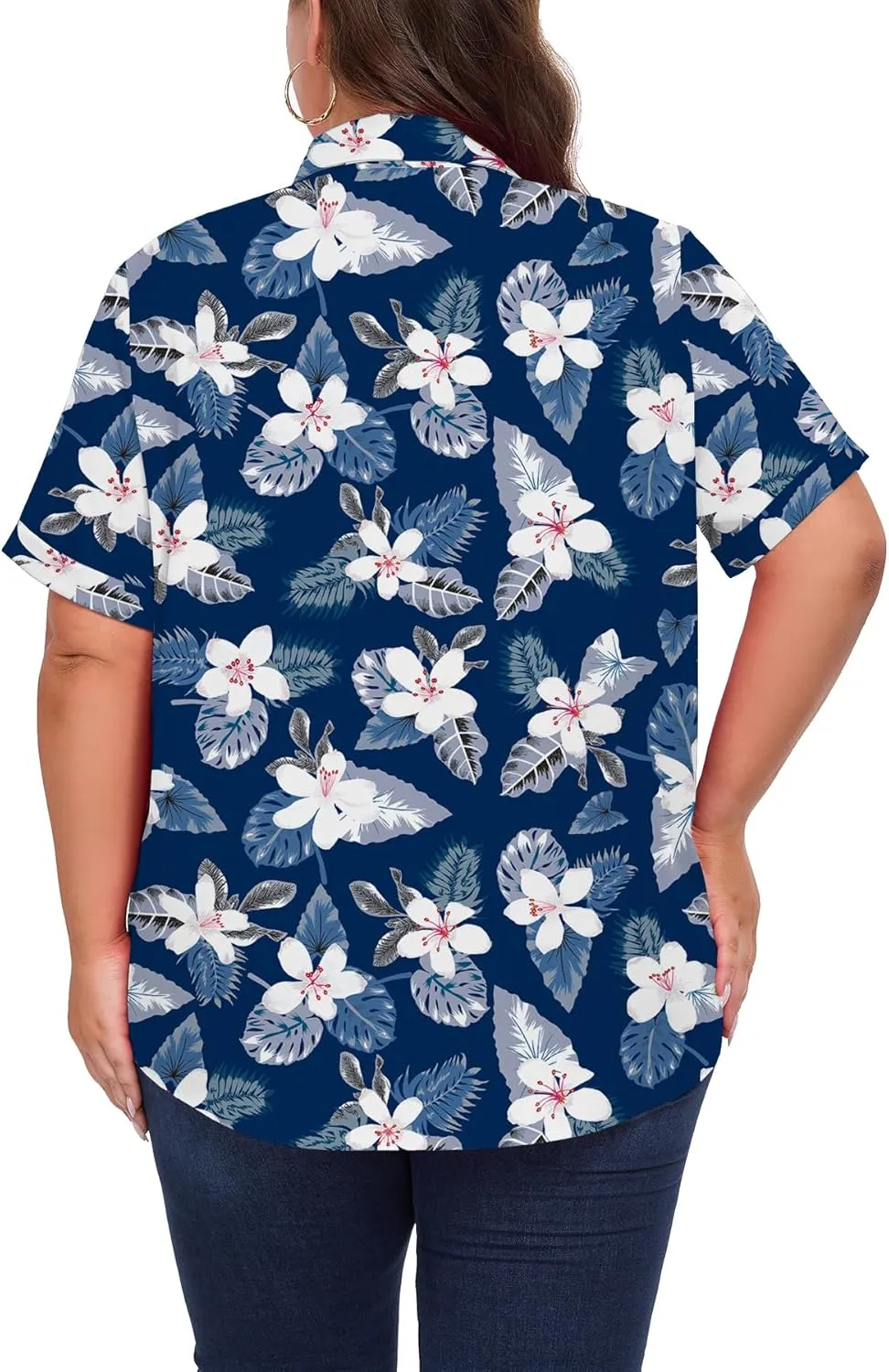 Womens Plus Size Tops Button Down Shirts Cuffed Short Sleeve Casual Tunic Collared Summer Casual Blouse XL - 5XL