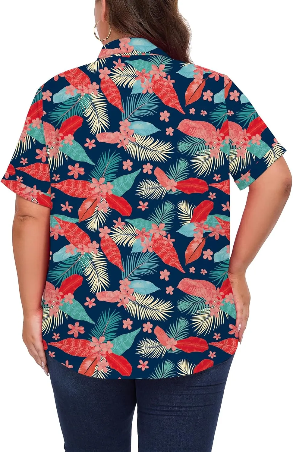 Womens Plus Size Tops Button Down Shirts Cuffed Short Sleeve Casual Tunic Collared Summer Casual Blouse XL - 5XL
