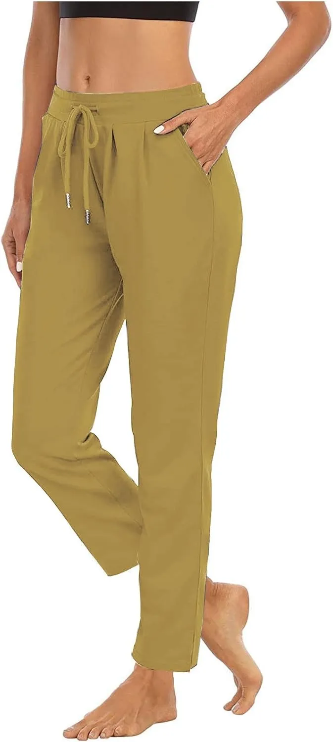 Womens Straight Leg Sweatpants Elastic Waist Drawstring Casual Yoga Workout Running Lounge Pants with Pockets
