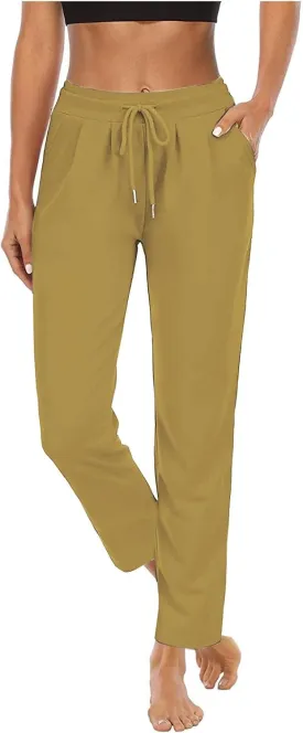 Womens Straight Leg Sweatpants Elastic Waist Drawstring Casual Yoga Workout Running Lounge Pants with Pockets