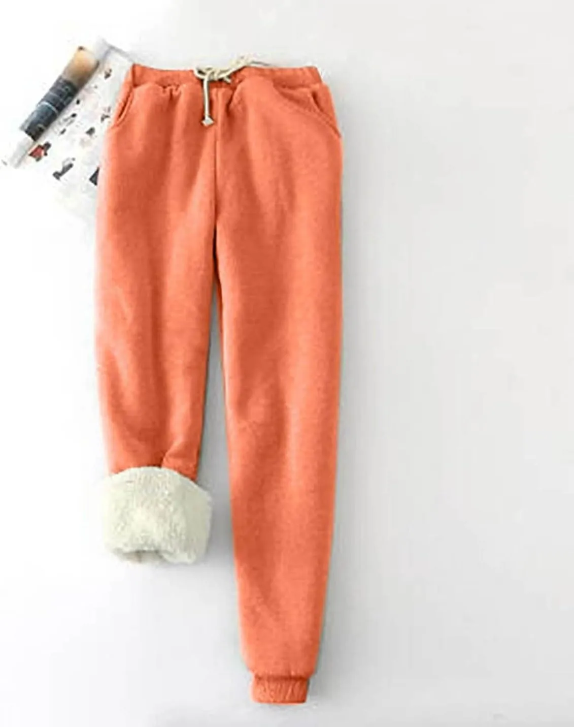 Women's Winter Warm Fleece Joggers Pants Drawstring Casual Sherpa Lined Athletic Active Sweatpants